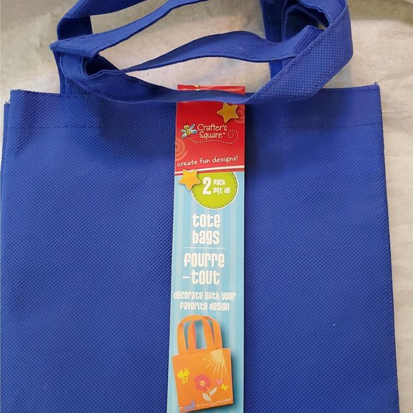 2-pc Blue craft tote bags by Crafter's Square. Measures 8x8 inches. - Picture 1 of 2